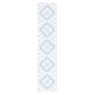 Ice blue snowflake short table runner