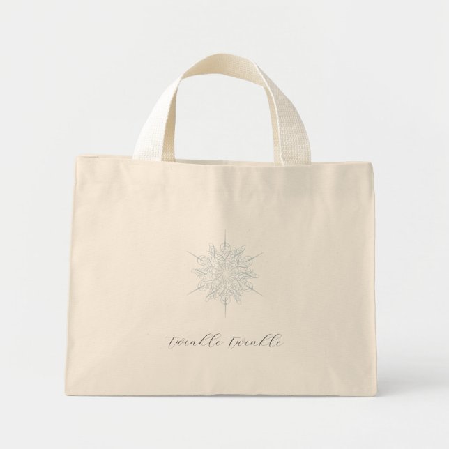 Ice Blue Snowflake Twinkle Twinkle Gift Mini Tote Bag (Front)