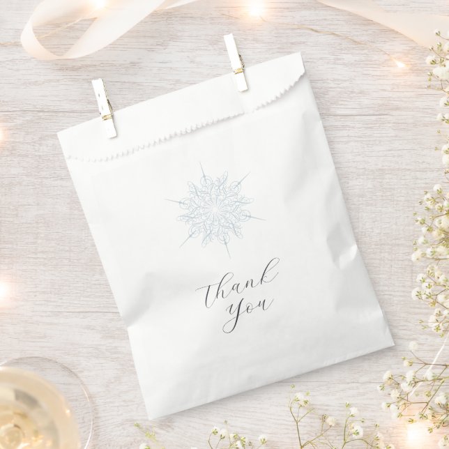Ice Blue Snowflake Winter Wedding Favour Bags (Clipped)