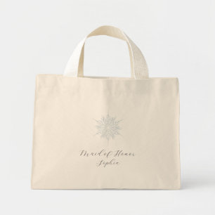 Ice Blue Snowflake Winter Wedding Maid of Honour Mini Tote Bag