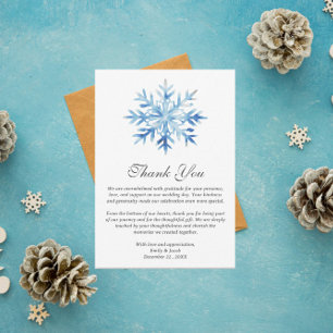 Ice Blue Snowflake Winter Wedding Thank You Card