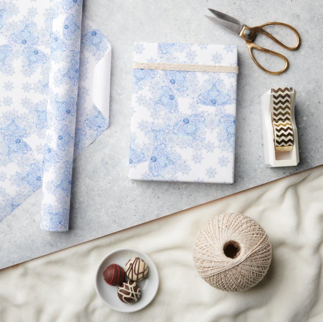Ice blue snowflake wrapping paper (Crafts)