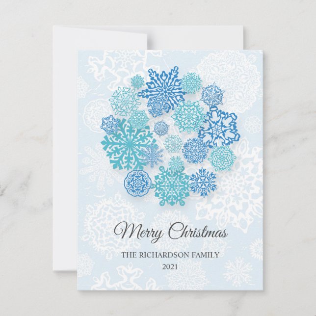 Ice blue snowflakes - editable card design (Front)