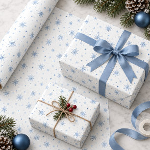 Ice Blue Snowflakes on Optional White ID1334 Wrapping Paper