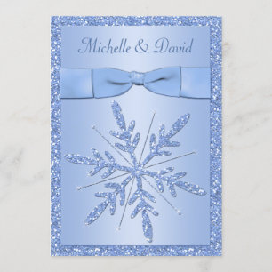 Ice Blue Snowflakes Wedding Invitation