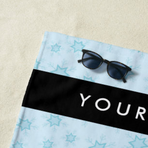 Ice Blue Snowflakes, Your name, Personalise Beach Towel