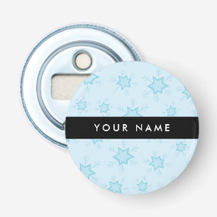 Ice Blue Snowflakes, Your name, Personalise Bottle Opener