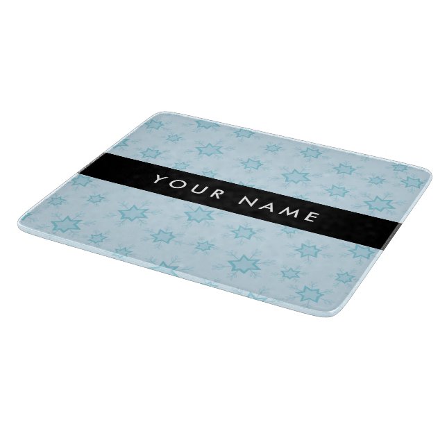 Ice Blue Snowflakes, Your name, Personalise Cutting Board (Corner)