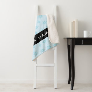 Ice Blue Snowflakes, Your name, Personalise Sherpa Blanket