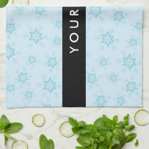 Ice Blue Snowflakes, Your name, Personalise Tea Towel