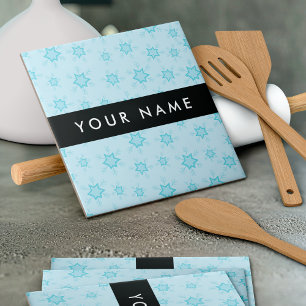 Ice Blue Snowflakes, Your name, Personalise Tile