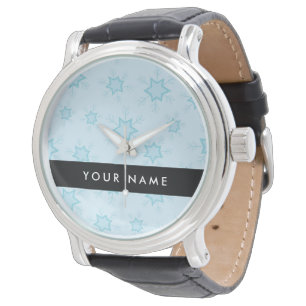 Ice Blue Snowflakes, Your name, Personalise Watch