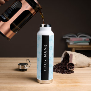 Ice Blue Snowflakes, Your name, Personalise Water Bottle