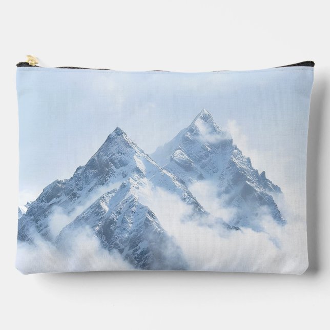 Ice Blue Snowy Mountain Peaks Accessory Pouch (Front)