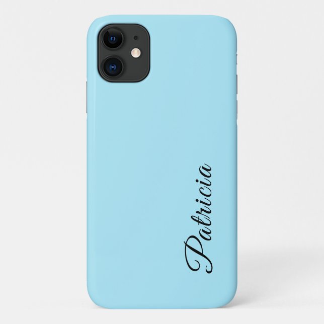 Ice Blue Solid Colour Minimalist Elegant Name Case-Mate iPhone Case (Back)