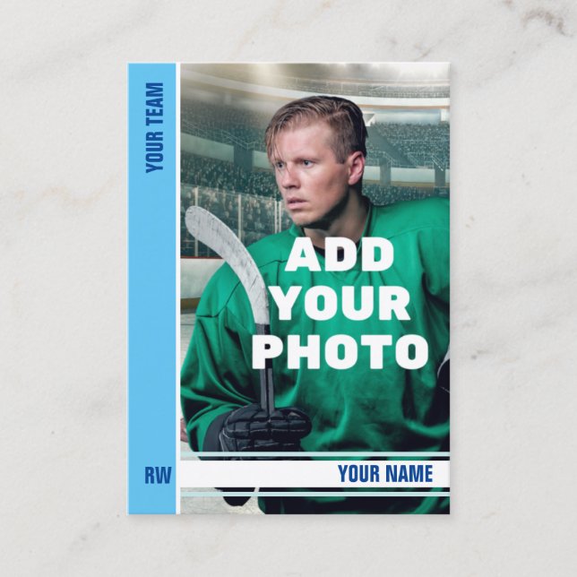 Ice Blue Stripe Hockey Trading Card - Custom Stats (Front)