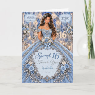 Ice Blue Sweet 16 Celebration Thank You Card