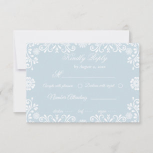 Ice Blue Talavera Wedding RSVP Card