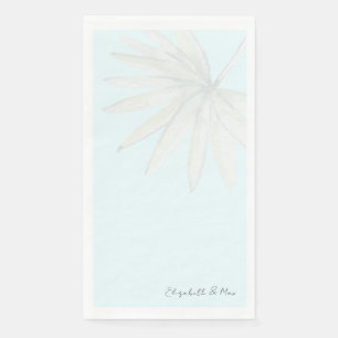 Ice Blue Tropical Couple Names Wedding Napkin