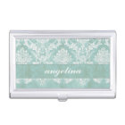 Ice Blue Vintage Damask Pattern with Grungy Finish