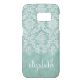 Ice Blue Vintage Damask Pattern with Grungy Finish Case-Mate Samsung Galaxy Case (Back)
