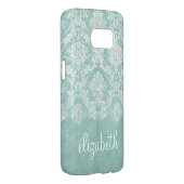 Ice Blue Vintage Damask Pattern with Grungy Finish Case-Mate Samsung Galaxy Case (Back/Right)