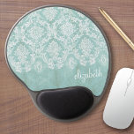 Ice Blue Vintage Damask Pattern with Grungy Finish Gel Mouse Mat<br><div class="desc">A vintage pattern with a chalkboard and lace design. Look closely to the flowers and leaves.A trendy design with jewel tone colours and elegance. Items are easier to customise when you replace all text and photos first. If your art still needs to be adjusted, click on the Customise This button....</div>