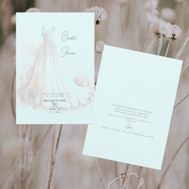 Ice Blue Wedding Dress Bridal Shower Invitation (Creator Uploaded)