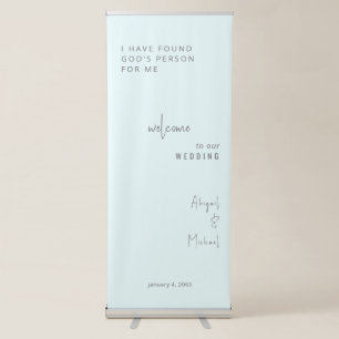 Ice Blue Wedding Simple Retractable Banner