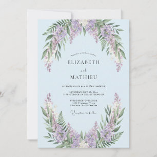 Ice Blue Whimsical Wisteria Wedding Invitation