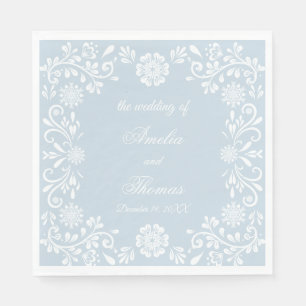 Ice Blue White Mexican Winter Wedding Napkin