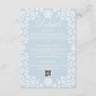 Ice Blue White Talavera Wedding Details Card