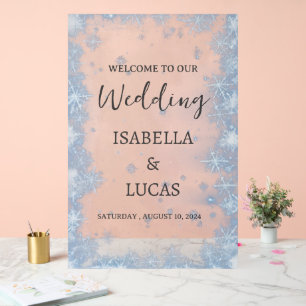 Ice Blue Winter Christmas Acrylic Wedding Sign