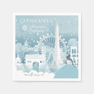 Ice Blue Winter in Paris Napkin