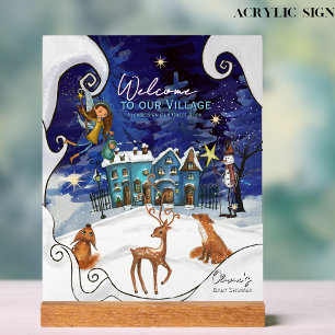 Ice Blue Winter Magic Custom Acrylic Table Sign