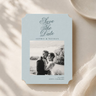 Ice Blue Winter Save the Date Photo Card