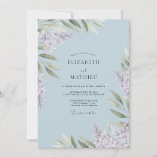 Ice Blue Wisteria Wedding Invitation
