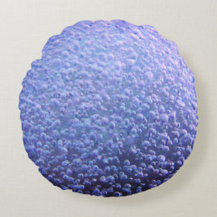 Ice Bubbles Cool Blue Tones Round Cushion
