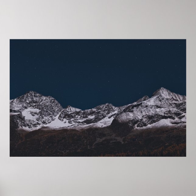 ICE-CAPPED MOUNTAIN AT NIGHT POSTER (Front)