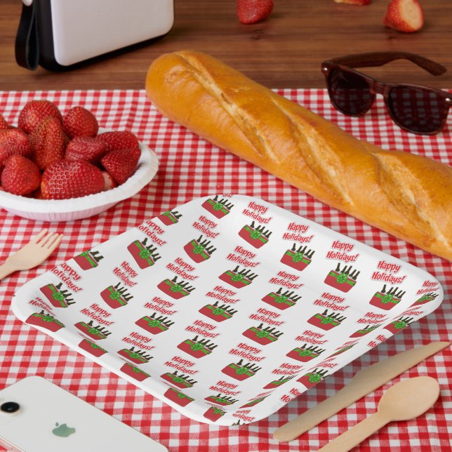 Ice Chest Beer Cooler Happy Holidays Paper Plate (Picnic)