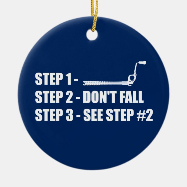 Ice Climbing - Don't Fall Ceramic Tree Decoration (Front)