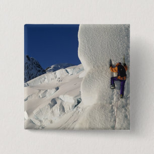 Ice climbing on the Tasman Glacier below Mount 15 Cm Square Badge