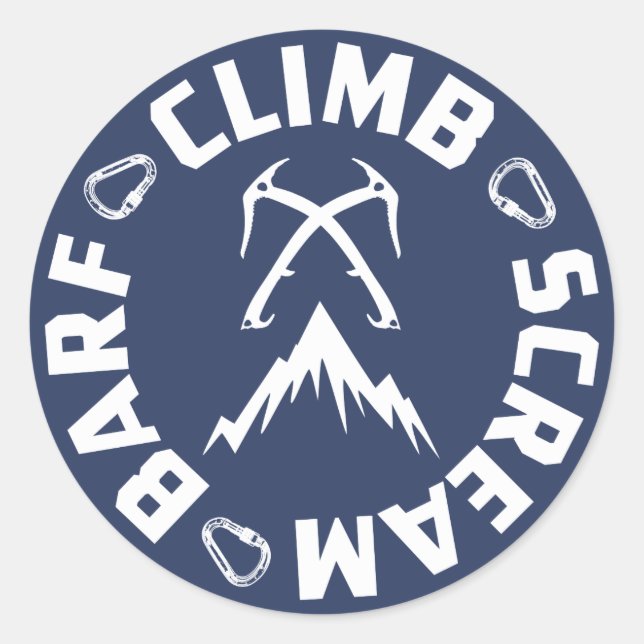 Ice Climbing Scream And Barf Classic Round Sticker (Front)