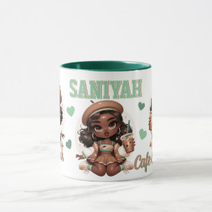 Ice Coffee Cutie Brown & Green Girl  Mug