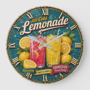 Ice Cold Lemonade Large Clock