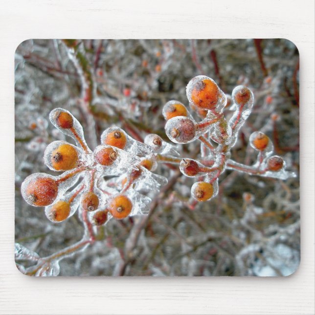 Ice-Covered Red Berries Mousepad (Front)