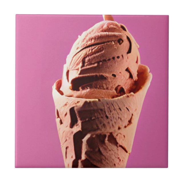 Ice creaam on ice cream cone pink tile (Front)