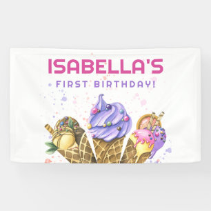 Ice Cream 1st Birthday Party Banner