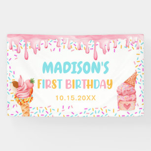 Ice Cream 1st Birthday Party Banner