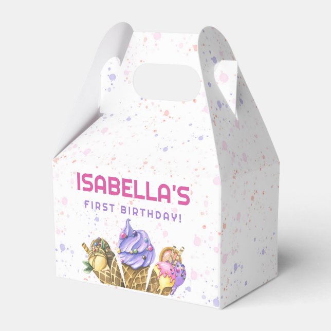 Ice Cream 1st Birthday Party Favour Box (Front Side)